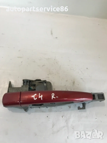 Външна дръжка за предна дясна врата червена за Citroen C4 Coupe (2006) 9656638280, снимка 3 - Части - 54525171