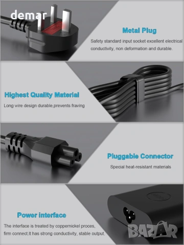 100W USB-C зарядно за лаптоп, съвместимо с Dell Pro Max/Precision/XPS/Inspiron/Latitude, снимка 7 - Друга електроника - 54420799