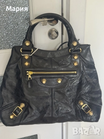 Голяма черна чанта от естествена кожа на „Баленциага/Balenciaga“ не използвана , снимка 3 - Чанти - 55415198