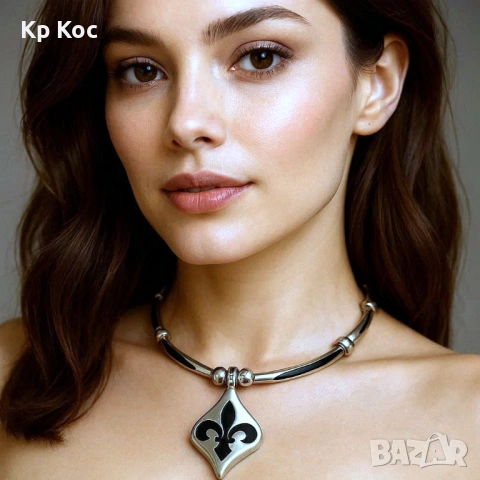 💎 Елегантно дизайнерско колие с орнамент, снимка 4 - Колиета, медальони, синджири - 54216113