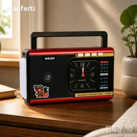 Мултифункционално портативно радио MEIER M-40BT с Bluetooth, MP3 плейър и часовник, снимка 7 - Радиокасетофони, транзистори - 55420851