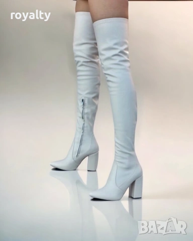 Чизми на ток - бежова кожа, снимка 2 - Дамски ботуши - 54157510