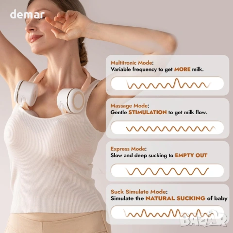 Електрическа помпа за кърма NCVI с лента за врата, 4 режима и 9 нива, снимка 3 - Помпи за кърма - 54039492