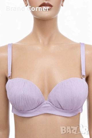 Hunkemöller сутиен 75B в нежно лилаво с плисирани чашки и дантела