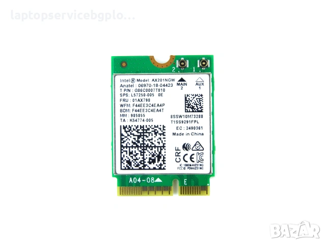 Intel AX201 AX201NGW WiFi 6 Wireless Card M.2 E Key 3000Mbps Bluetooth BT 5.0 FRU 01AX798 2хАнтена, снимка 2 - Части за лаптопи - 54811981