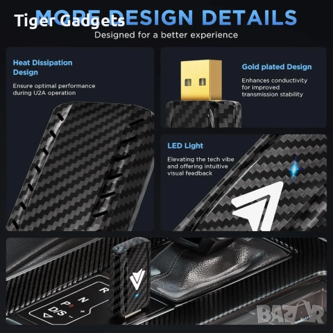 MSXTTLY U2A-L9 безжичен Android Auto адаптер USB към Wireless Android 11–15, снимка 2 - Аксесоари и консумативи - 54288805