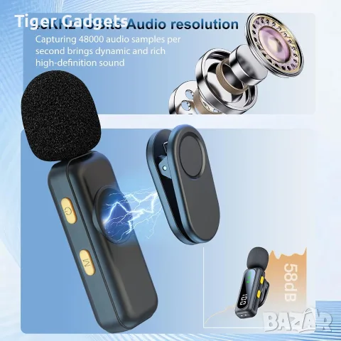 Комплект 2 безжични Lavalier микрофона dralud M1 за iPhone, Android, USB-C и Lightning, снимка 4 - Микрофони - 55588886