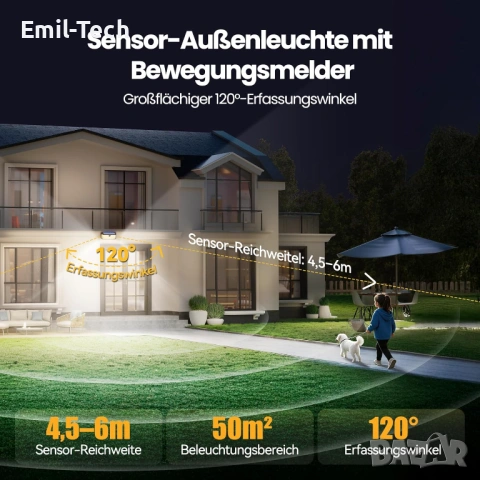 2 соларни LED лампи TECKNET – 546 LED + подарък 495 LED, датчик, IP66, снимка 13 - Лед осветление - 54592408