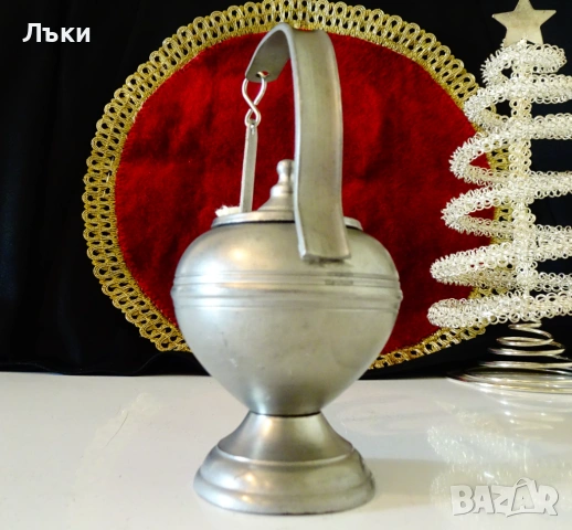 Калаена маслена лампа Аладин,печат,калаена сватба. , снимка 2 - Антикварни и старинни предмети - 54527489