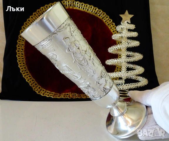 Калаена чаша 21 см.,любовна песен,калаена сватба. , снимка 7 - Антикварни и старинни предмети - 54555620