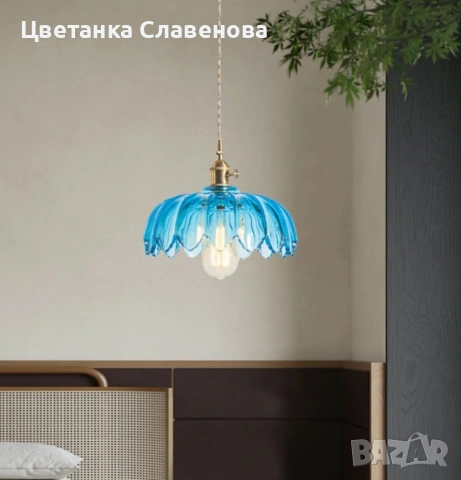 Полилей тип пендел, 25 см, топла светлина, небесно син, снимка 7 - Полилеи - 54366900