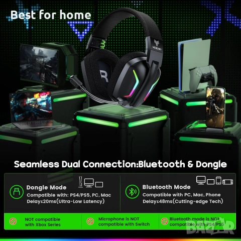 WESEARY Безжични геймърски слушалки, снимка 2 - Bluetooth слушалки - 55016840