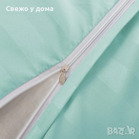Комплект спално бельо 160x200 см с 2 калъфки 70x80 см, сатенени райета, микрофибър/памук, снимка 6 - Спално бельо - 55159255