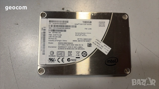 180GB SSD Intel 520 Series (S-ATAIII 6.0,550/520Mbsp,MLC)