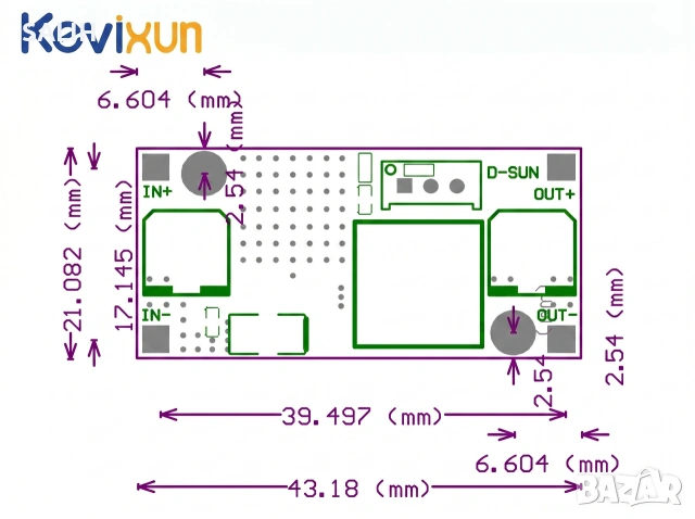 Kevixun LM2596 3A 3.2-46V DC-DC понижаващ модул конвертор, регулатор на напрежение, снимка 2 - Друга електроника - 54980330