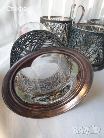Комплект подстакани, снимка 6 - Антикварни и старинни предмети - 54267684