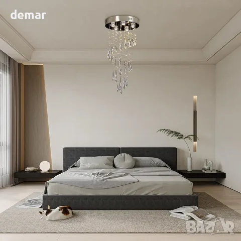 Полилей с кристални елементи и LED/крушки GU10, 5x GU10 (крушки не са включени), снимка 3 - Полилеи - 55507999