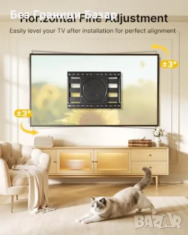 Нова Нископрофилна TV стойка за стена телевизор 23-43” до 45 кг, VESA 200x200, снимка 6 - Стойки, 3D очила, аксесоари - 55413412