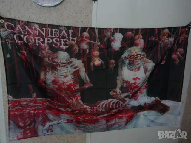 Cannibal Corpse Знаме дет метъл тежък брутален кръв дисекция трупове зомбита мъртви убийство дива му