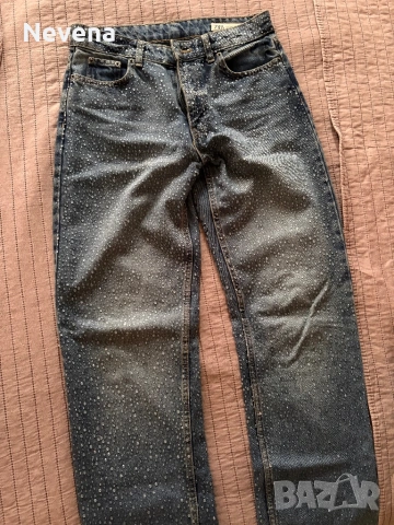 Дънки с камъни Zara, снимка 2 - Дънки - 54331200