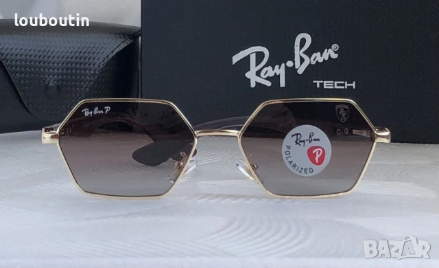 Ray Ban Ferrari Mъжки слънчеви очила осмоъгълни с поляризация, снимка 5 - Слънчеви и диоптрични очила - 55148994