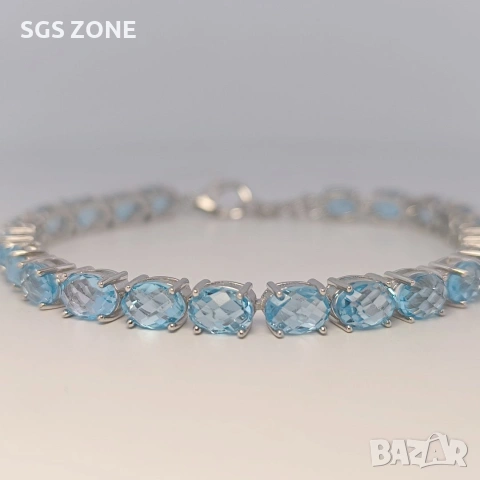 Сребърна гривна с фантастично изрязан Swiss Topaz , снимка 4 - Гривни - 54298973