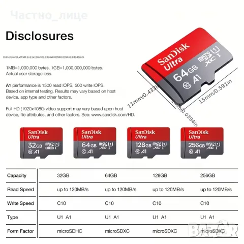 SanDisk MicroSDXC Card 128GB A1 Class 10, снимка 6 - Карти памет - 55434044