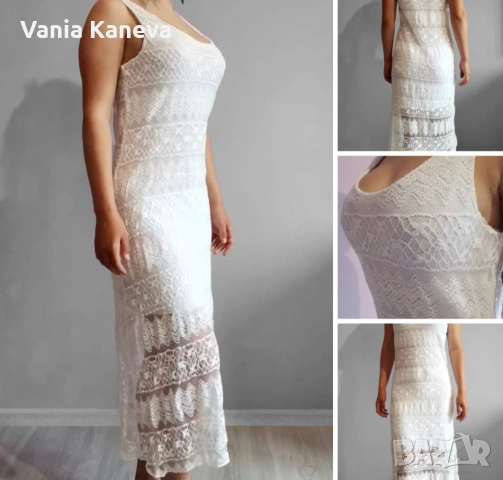 Красива стилна рокля в бяло.Памук 100%., снимка 2 - Рокли - 54233246