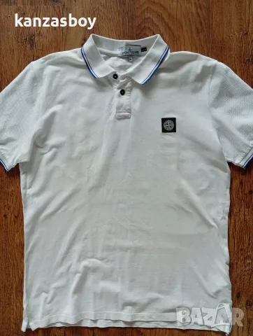 Stone Island Contrasting trimmed pique polo - мъжка тениска р-р XXL, снимка 4 - Тениски - 55678093