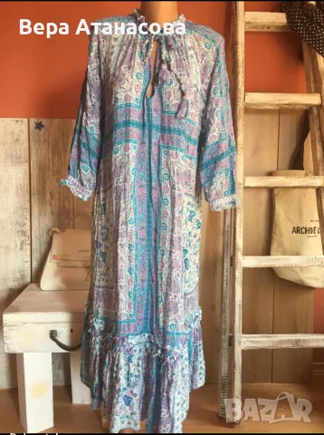 💙🩵👗 Дълга, лека и ефирна рокля Zara💎 s/m/l рамер, снимка 4 - Рокли - 55605859