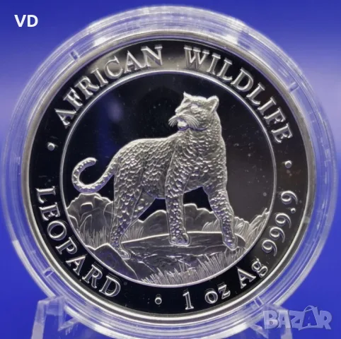 инвестиционна сребърна монета африкански леопард 1 оз 1 oz 