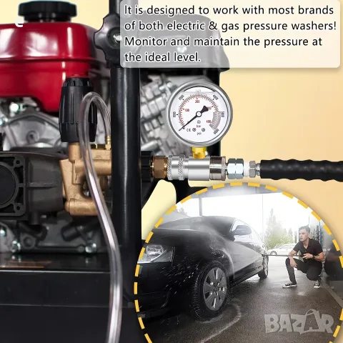 Манометър за водоструйка BEAR FORCE с 3/8" бърза връзка 420bar, снимка 6 - Други - 55681914