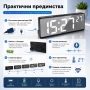Стилен настолен LED часовник с термометър USB дата аларма календар големи цифри будилник светещ ток, снимка 3