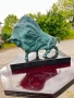 Масивна бронзова скулптура "Бик" Пикасо (Picasso) със зелена патина върху мрамор, 3.3 кг, снимка 1