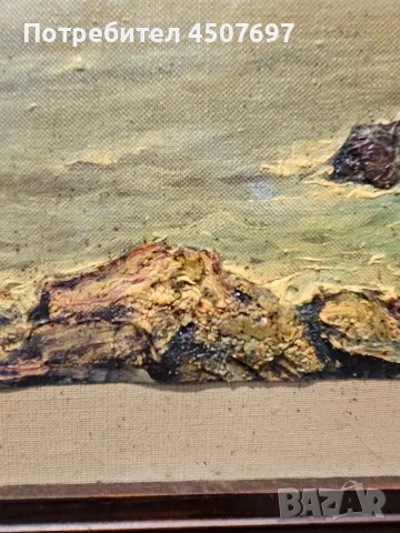 Картина море - Наполеон Алеков (масло, 50х17 см), снимка 4 - Антикварни и старинни предмети - 55472179