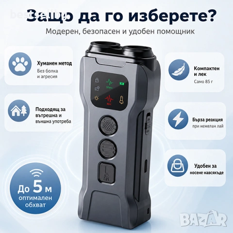 Мощен ултразвуков кучегон самозащита агресивни кучета защита лаене дресировка USB зареждане фенер, снимка 5 - За кучета - 54366871