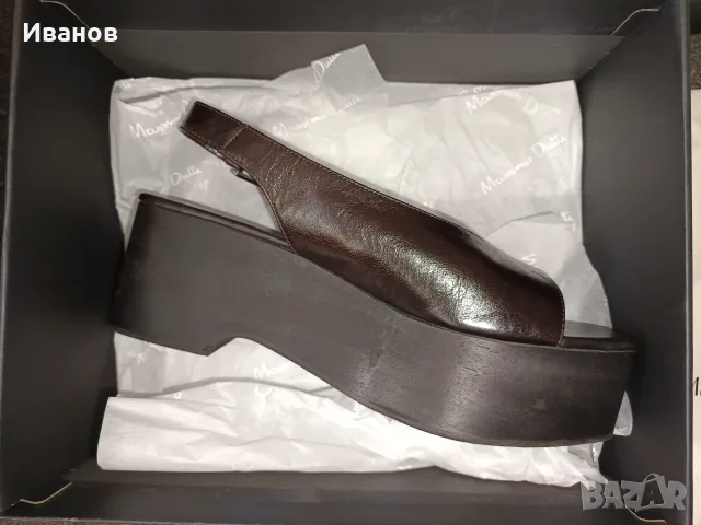 Сандали с дървена платформа-Massimo Dutti