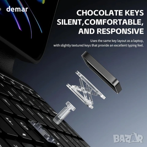 Калъф за iPad 10-то поколение с клавиатура, подвижен Multi-Touch тракпад, черен, снимка 3 - Таблети - 54227280