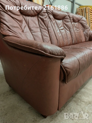 Диван тройка от естествена кожа , снимка 6 - Дивани и мека мебел - 53976339