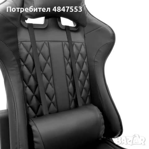 Геймърски стол с прибираща се подложка за крака и функция за масаж - черен, снимка 13 - Столове - 55242812