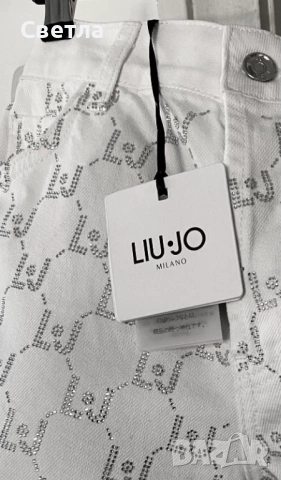 Нови,с етикет,LIU JO Бели пантал,с лого-кристали.100% памук, р-р 28, с (-) 50%. Коментар, снимка 3 - Къси панталони и бермуди - 54158671