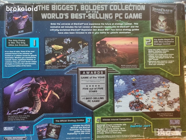 StarCraft + BroodWar Battle Chest big box, снимка 6 - Игри за PC - 55012473
