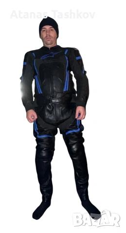 Alpinestars EU 58 син кожен екип от 2 части