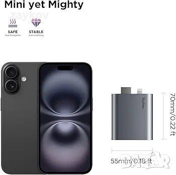 RayNeo HDMI адаптер за iPhone 14 и по-стари версии с Lightning/HDMI устройства, вградена батерия, снимка 3 - Друга електроника - 54401804