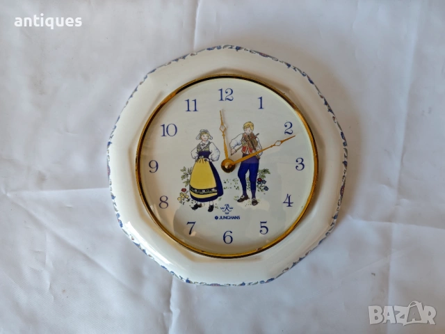 Порцеланов немски стенен часовник - Junghans - 1980г., снимка 5 - Антикварни и старинни предмети - 54105955