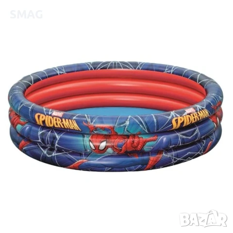 Детски басейн Spiderman Ø1.22x0.30м с 3 ринга - винил_1235810, снимка 8 - Басейни и аксесоари - 54437908