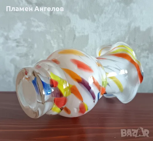 Винтидж ваза тип Мурано-Ръчна изработка. , снимка 6 - Вази - 55608921