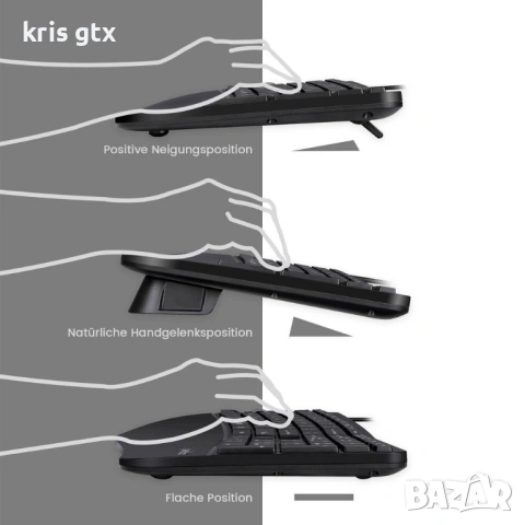 Ергономична клавиатура Perixx PERIDUO-505 с вертикална мишка – Split Keyboard + Vertical Mouse, снимка 3 - Клавиатури и мишки - 54359509