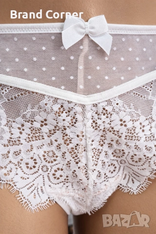 Hunkemöller бикини L – бели дантелени бикини с фин тюл на точки, снимка 3 - Бельо - 54540320
