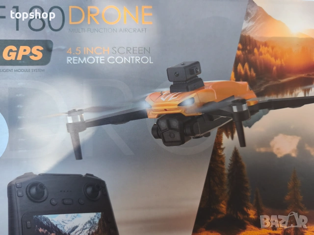 Чисто Нов Професионален Смарт Дрон F180 с 4K Камера, GPS, Дистанционно с 4.5" Екран и Сензор за ...., снимка 9 - Дронове и аксесоари - 55007410